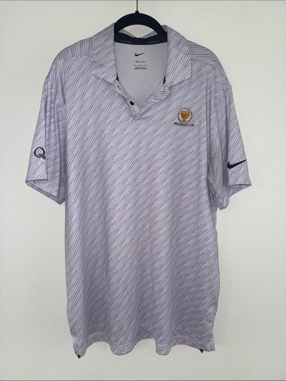 Nike light gray and Light Purple Presidents Cup Golf Polo